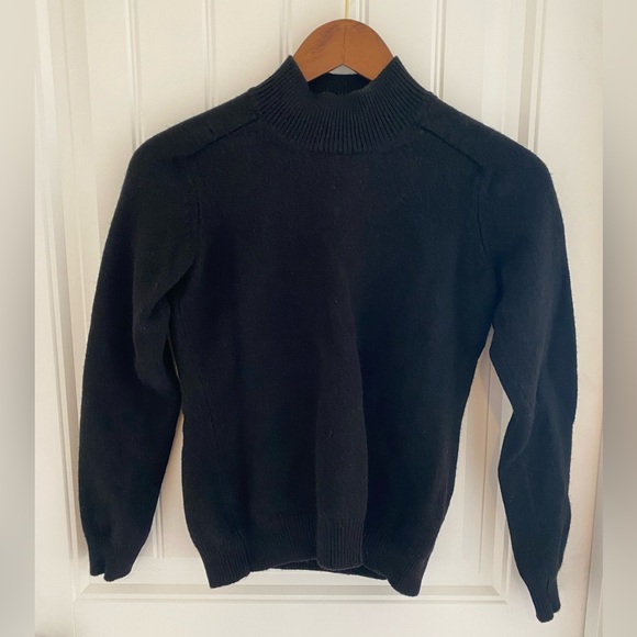 HELMUT LANG - Black Long Sleeve Mock Neck Sweater - Picture 2 of 6
